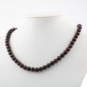 Bordo Granat Lal 8 mm Dizi Doğal Taş Kolye - 1