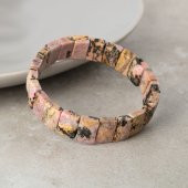Rodonit Doğal Taş Kare Kesim Geniş Kesim Bileklik thumbnail 2
