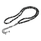 Karlı Obsidyen Doğal Taş Tesbih 99luk - 6mm - 1