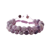 Lepidolit 8mm Çift Sıra Makrome Doğal Taş Bileklik - 1
