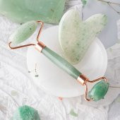 Aventurin Taşı Masaj Takımı - Roller ve Gua Sha Kalpli Set - 8