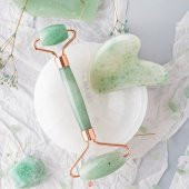 Aventurin Taşı Masaj Takımı - Roller ve Gua Sha Kalpli Set - 11