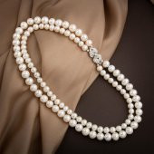 İnci Doğal Taş Gümüş Kilit Kolye - 54cm - 4