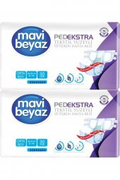Mavi Beyaz PedEkstra Orta Boy Medium Belbantlı Hasta Bezi 30'lu 2 paket / 60 adet - 1