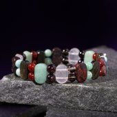 Başak Burcu Bileklik Amazonit, Bordo Granat Lal, Dumanlı Kuvars, Golden Obsidyen, Jasper, Kırmızı Akik, Pembe Kuvars, Yeşil Aventurin - 8