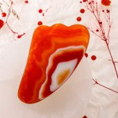 Kırmızı Akik Taşı Gua Sha Yüz Masaj Taşı Kaz Ayaklı - 7