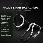 Havlit-Yeşil Jasper Doğal Taş Tesbih Bileklik Seti - 1
