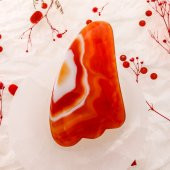 Kırmızı Akik Taşı Gua Sha Yüz Masaj Taşı Kaz Ayaklı - 10