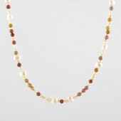 İnci-Jasper Doğal Taş Altın Kaplama Kapama Kolye - 8