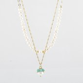 İnci-Amazonit Altın Kaplama Zincir Doğal Taş Kolye - 7