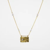 Ay Taşı Taşlı İnci Doğal Taş Gümüş Tasarım Kolye - 54cm - 6