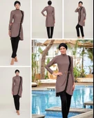 Adasea  Charlıe 4443 Vizon Tam Boy Tasarım Tesettür Mayo thumbnail 7