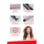 Evia Ideal Keratin Seramik Plakalı 360 Derece Dönebilir Kablo Saç Şekillendirici Maşa EA-4110 - 2