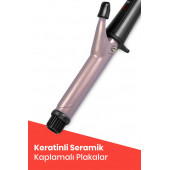 Evia Ideal Keratin Seramik Plakalı 360 Derece Dönebilir Kablo Saç Şekillendirici Maşa EA-4110 - 5