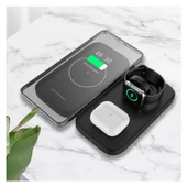 Coofbe Katlanabilir 3İN1 Masaüstü Telefon Şarj Standı Kulaklık Saat İphone Şarj İphone 12 13 14 Pro Max Şarj - 2