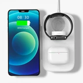 Coofbe Katlanabilir 3İN1 Masaüstü Telefon Şarj Standı Kulaklık Saat İphone Şarj İphone 12 13 14 Pro Max Şarj - 6