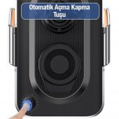 Coofbe Super Şarj 15W Otomatik Açılıp Kapanan Kablosuz Araç Şarjı Araç Telefon Tutucu Titremez Şeffaf - 5