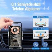 Coofbe Super Şarj 15W Otomatik Açılıp Kapanan Kablosuz Araç Şarjı Araç Telefon Tutucu Titremez Şeffaf - 6