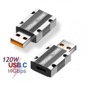 Coofbe 120W 10Gbps Veri Aktarım Type-C to USB Çevirici Dönüştürücü Macbook iPad Dönüştürücü 120W Şarj - 2