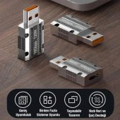 Coofbe 120W 10Gbps Veri Aktarım Type-C to USB Çevirici Dönüştürücü Macbook iPad Dönüştürücü 120W Şarj - 3