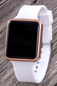 Kadın Rose Dokunmatik Beyaz Renk Silikon Kordon Dijital Led Kol Saati ST-304324 thumbnail 2