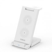 Coofbe Çift Bobinli 15W Super Şarj 3in1 Masaüstü Telefon Şarjı Kulaklık Saat Şarjı İphone Şarj Stand - 1