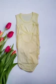 Bebek Basic Ribana Bisiklet Yaka Fitilli 3lü Atlet Body -SARI - 1