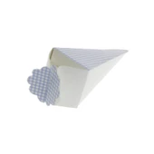 50 Adet 12cm Karton Küçük Külah Ekoseli Lokumluk - 5