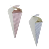 50 Adet 12cm Karton Küçük Külah Ekoseli Lokumluk - 1