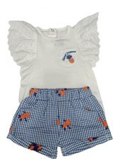 Nazar Baby Ananas Desenli Pöti Kareli Kız Takım23115 - 3