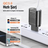 Uslion USB / 2 Type-C Girişli Pd 58W Uslion Quick Charge Hızlı Şarj Başlığı Adaptör thumbnail 3