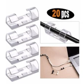 20'li Yapışkanlı Kablo Sabitleyici Şeffaf Klips - 5