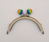 Angel Çanta Aksesuar 10.5 cm Renkli Şeker Başlıklı Cüzdan Çanta Klipsi Bursu Antik Metal - 1