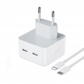DVIP N45 35W Yeni Nesil Apple Uyumlu Çift PD Type-C Port Compact Çıkışlı Ev tipi Şarj Aleti Kablolu Set thumbnail 1