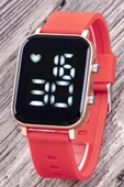 Kadın Rose Kasa Silikon Kırmızı Kordon Dijital Led Kol Saati (Akıllı Saat Değildir!) ST-304326 - 1