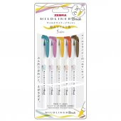 Zebra Mildliner Fırça Uçlu + Fosforlu Kalem Çift Uç WFT8-5C-RC-N - 1