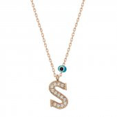 925 Ayar Gümüş Nazar Rose S Harfi Kadın Gümüş Kolye thumbnail 1