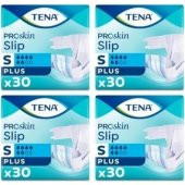 Tena Proskin Slip Plus 6 damla Küçük Boy Small Belbantlı Hasta Bezi 30lu 4 paket / 120 adet - 1