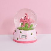 Sevimli Flamingolar Işıklı Kar Küresi / Pembe 65sz - 2