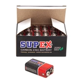 Supex 6F22 9 Volt Pil 12 Li Paket Karbon Çinko Pil - 1