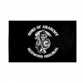 Sons Of Anarchy Baskılı Raşel Kumaş Dijital Baskı Bayrak - 1