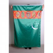 Türkmenistan Milli Gönder Bayrağı Raşel Kumaş Dijital Baskı - 1