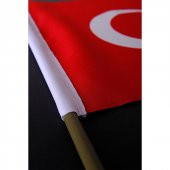 Türkiye Milli Elde Sallama Bayrağı Alpaka Kumaş Kenarları Sıcak Kesim 10 Adet - 4