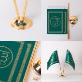 Allah-Muhammed 2li Masa Bayrağı Saten Kumaş Dijital Baskı 15x22,5 cm - 3