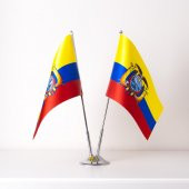 Ekvador 2li Masa Bayrağı Saten Kumaş Dijital Baskı 15x22,5 cm - 1
