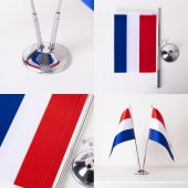 Hollanda 2li Masa Bayrağı Saten Kumaş Dijital Baskı 15x22,5 cm - 3