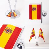İspanya 2li Masa Bayrağı Saten Kumaş Dijital Baskı 15x22,5 cm - 4