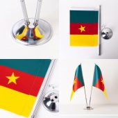 Kamerun 2li Masa Bayrağı Saten Kumaş Dijital Baskı 15x22,5 cm thumbnail 4
