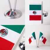 Meksika 2li Masa Bayrağı Saten Kumaş Dijital Baskı 15x22,5 cm - 4