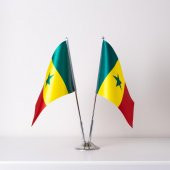 Senegal 2li Masa Bayrağı Saten Kumaş Dijital Baskı 15x22,5 cm - 1